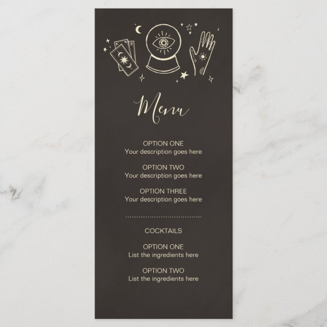 Palmistry Witchcraft Halloween-Party Cocktail Menü Menükarte (Vorderseite)