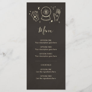 Palmistry Witchcraft Halloween-Party Cocktail Menü Menükarte