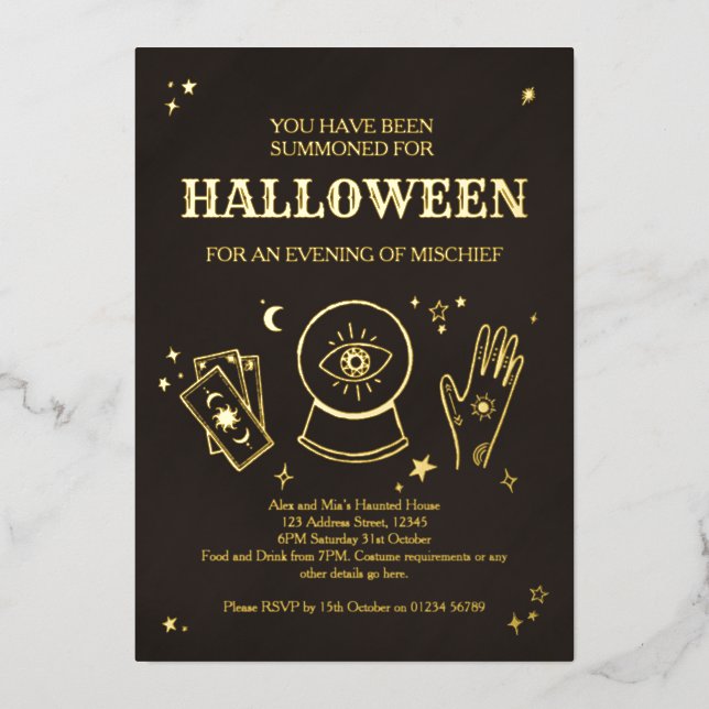 Palmistry Witchy Halloween-Party Einladung (Vorderseite)