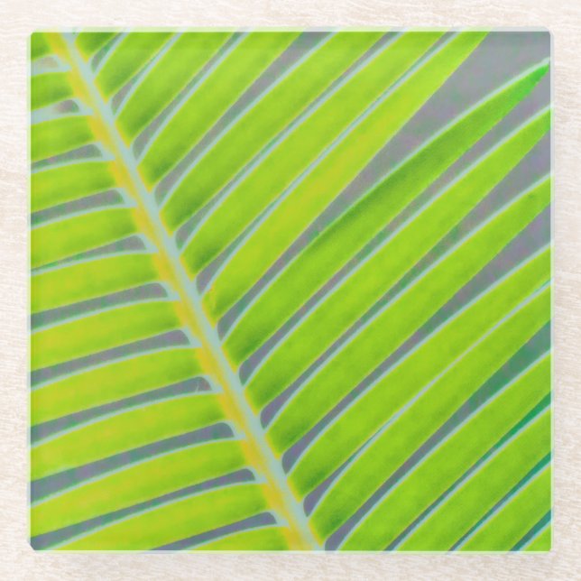 Palmmuster Glasuntersetzer (Vorderseite)
