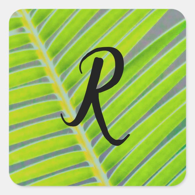 Palmmuster Quadratischer Aufkleber (Vorderseite)
