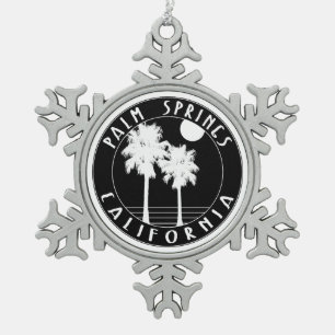 Palmöl Springs Kalifornien Schneeflocken Zinn-Ornament