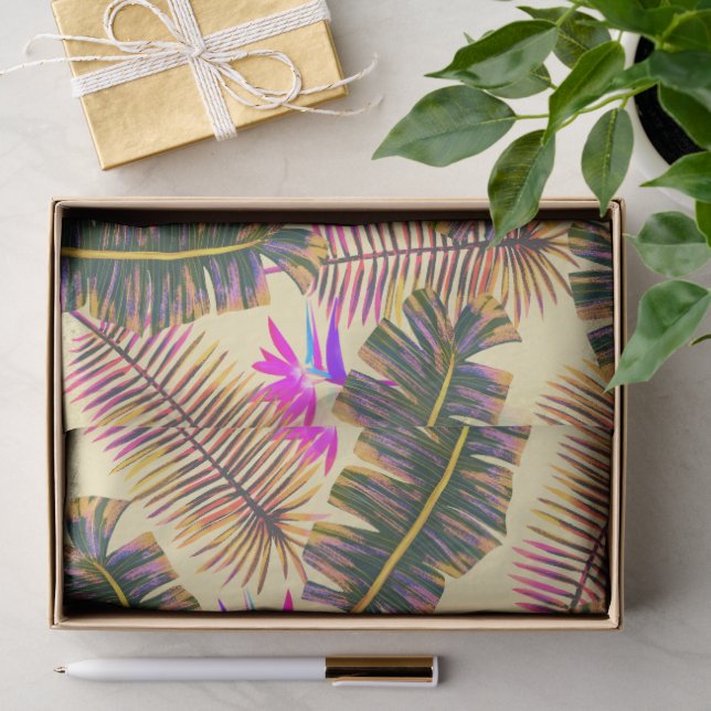 Palmparadies Gelb Seidenpapier (Geschenk)