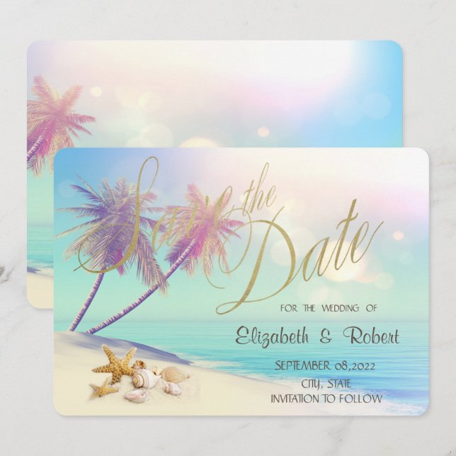 Palms Beach Seashells Hochzeit  Termin vormerken Save The Date (Vorne/Hinten)