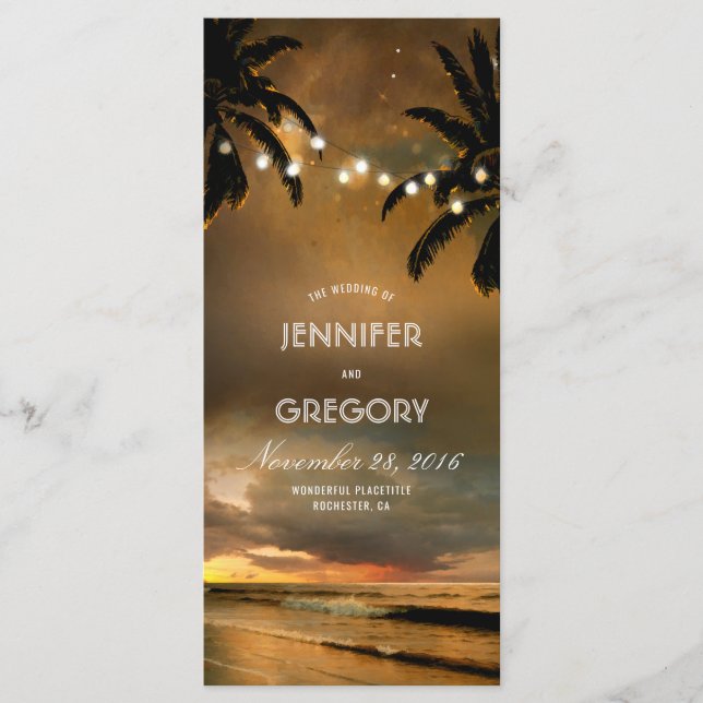 Palms Hochzeitsprogramme für Strandnähten Programm (Vorderseite)