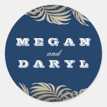 Palms Leaf Navy und Gold Beach Wedding