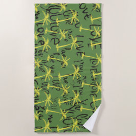 Palms Liebe you Typografy Strandtuch