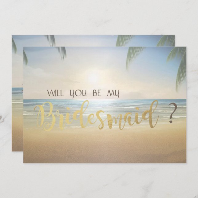 Palms Sunset Beach Bridesmaid Card Einladung (Vorne/Hinten)