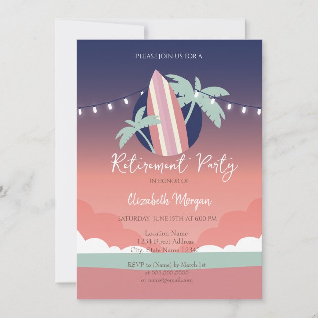 Palms Surfboard Einladung zur Einberufung (Vorderseite)