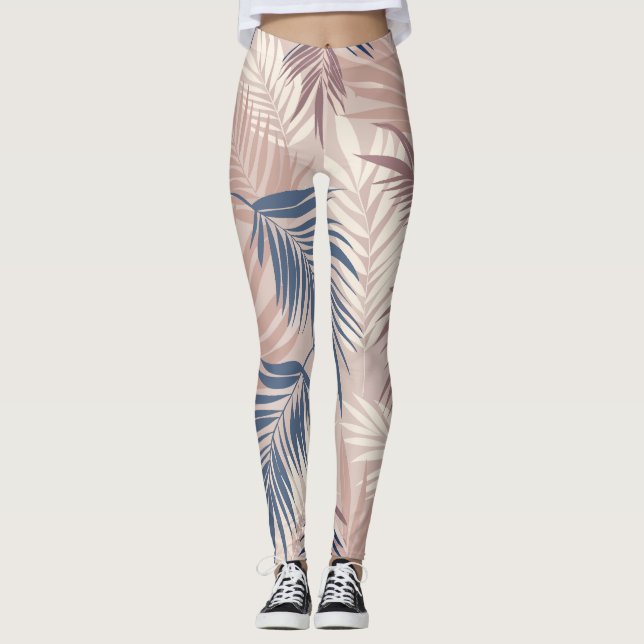 Palmscape: tropisches Motif-Muster Leggings (Vorderseite)
