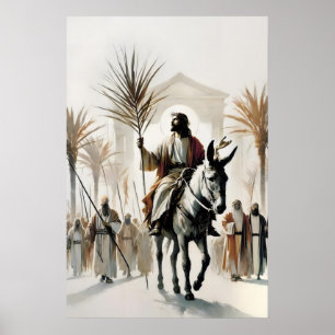 Palmsonntag Jesus Reitet Auf Einem Esel Christlich Poster