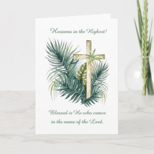 Palmsonntag mit Kreuz und Palmen Hosanna Karte