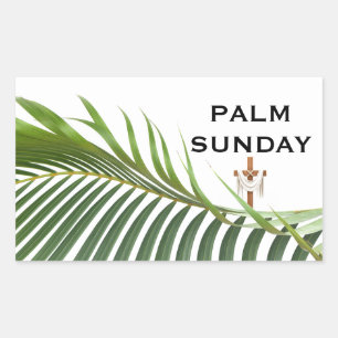 Palmsonntagskreuz mit grüner Palmwedel  Rechteckiger Aufkleber