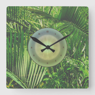 PalmTrees Jungle Clock 🌴 Quadratische Wanduhr