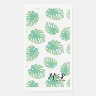 Palmwedding-Logo mit tropischem Blatt in Grün Serviette