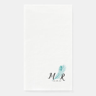 Palmweddinglogo mit tropischem Blatt  Serviette