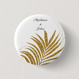 Palmwedel-Gold-Glitter-Einzelname Mode-Hochzeit  Button