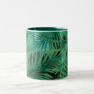 Palmwedel, grün, tropisch zweifarbige tasse