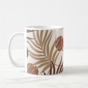 Palmwedel-Linienkunst nahtloses Muster in Erdtönen Kaffeetasse