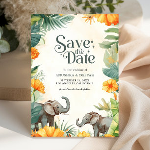 Palmwedel Ringelblume Elefant Südindische Hochzeit Save The Date
