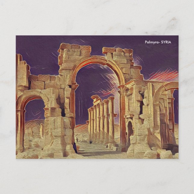 Palmyra (/ˌpælˈmarkühntܡܬܕܘ ܪ ܬܐ Tedmurtā Postkarte (Vorderseite)