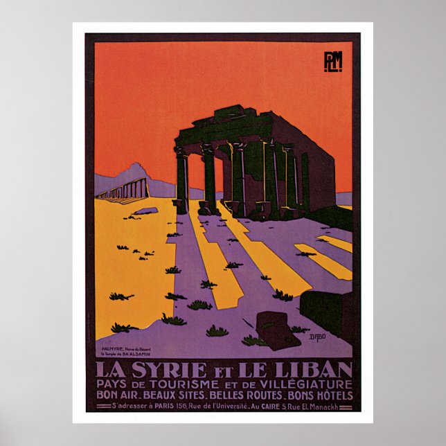 Palmyra Syria Vintage Travel Poster (Vorne)