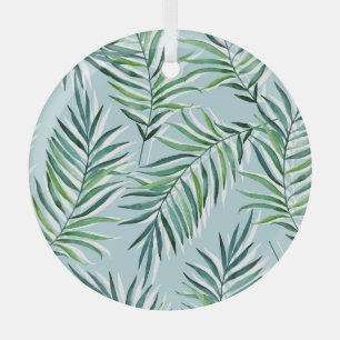 Palmzweige, Wasserfarbe Nahtlos Hand Gezeichnet. Ornament Aus Glas