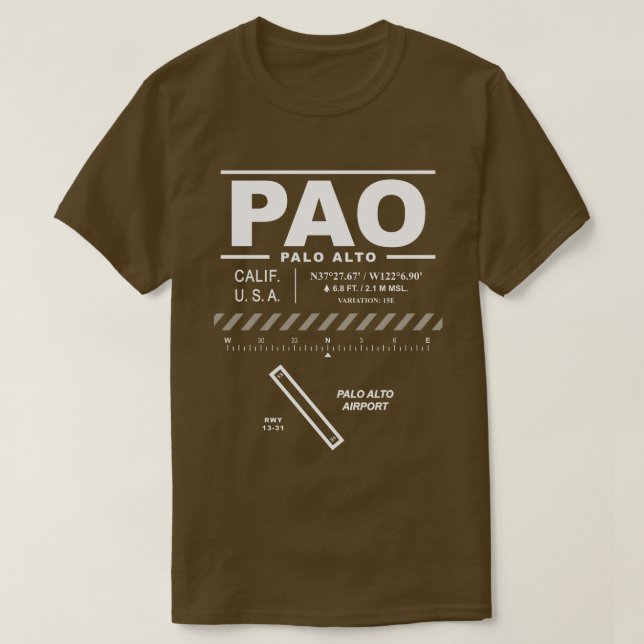 Palo Alto Airport PAO T - Shirt (Design vorne)