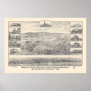 Palo Alto, CA. Panoramakarte 1888 (1658A) Poster