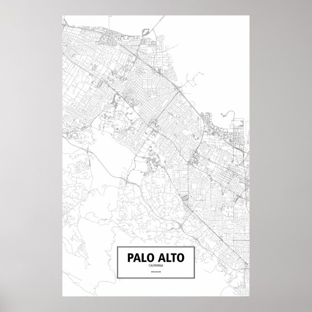 Palo Alto, Kalifornien (schwarz auf weiß) Poster (Vorne)