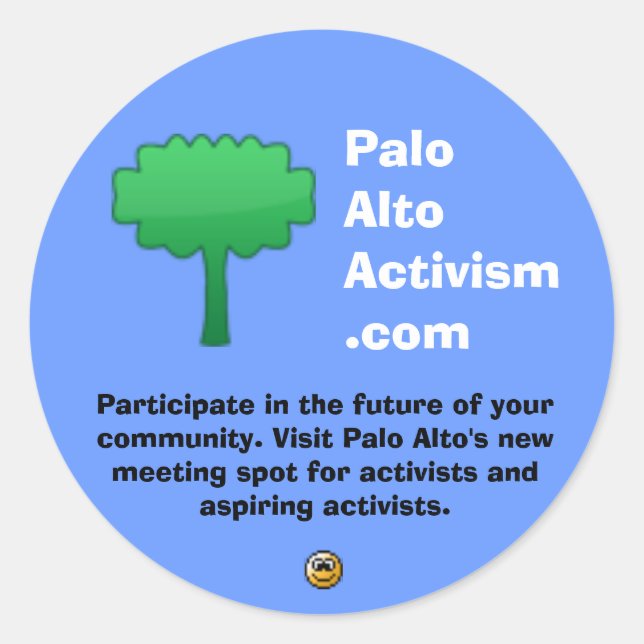 PaloAltoActivism.com Runder Aufkleber (Vorderseite)