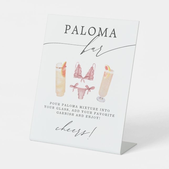 Paloma Bar | Panties & Palomas Brautparty Sockelschild (Vorderseite)