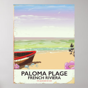 Paloma Plage, Côte d'Azur Reiseplakat Poster
