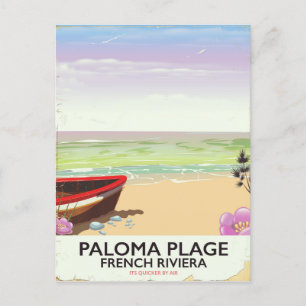 Paloma Plage, Reiseplakat der französischen Rivier Postkarte