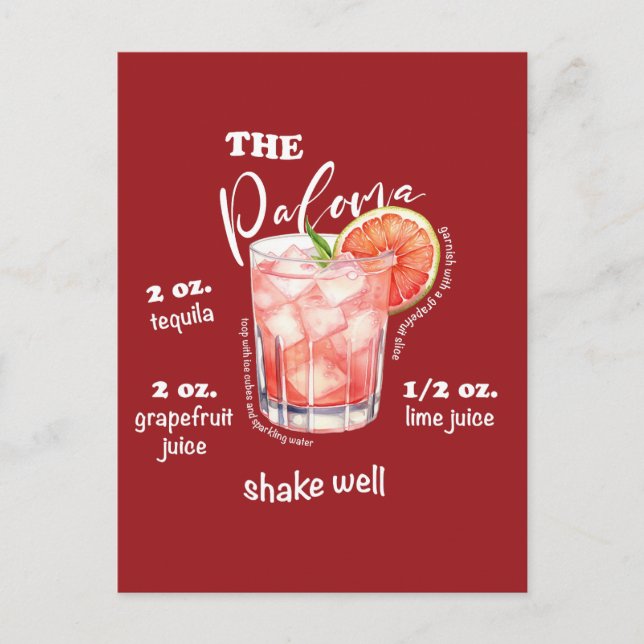 Paloma Recipe Cocktail Mixology Art Postkarte (Vorderseite)