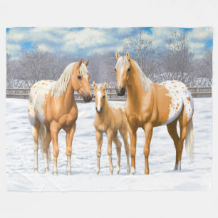 Palomino Appaloosa Pferde im Schnee Fleecedecke