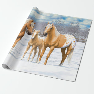 Palomino Appaloosa Pferde im Schnee Geschenkpapier
