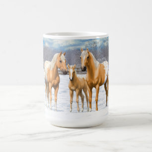 Palomino Appaloosa Pferde im Schnee Kaffeetasse