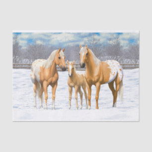 Palomino Appaloosa Pferde im Schnee Seidenpapier