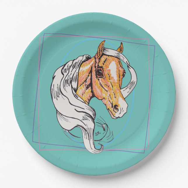 Palomino (aquamarin) pappteller (Vorderseite)