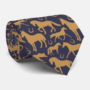 Palomino Brown Horses on Navy Neck Tie Krawatte