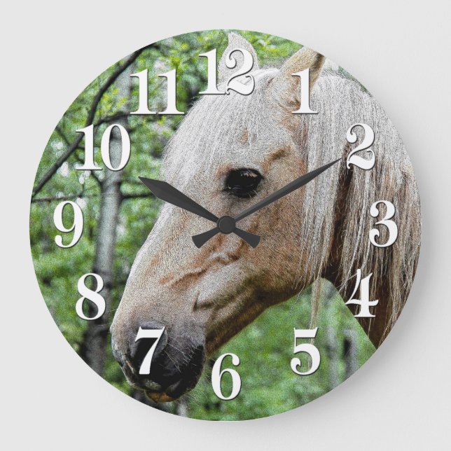 Palomino-FarbeStallion Pferd-Liebhaber Foto Große Wanduhr (Vorderseite)