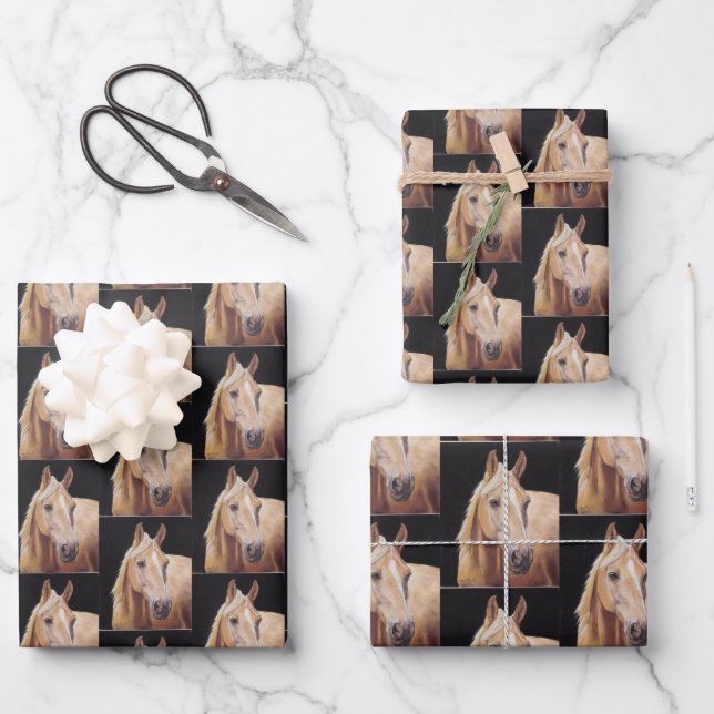 Palomino Horse Art Geschenkpapier Blätter (Vorderseite)