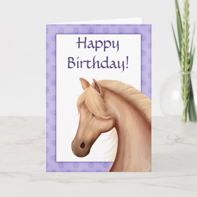 Palomino Horse Lila Happy Birthday Card Karte (Vorderseite)