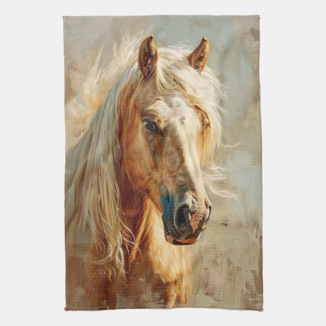 Palomino Horse Portrait Geschirrtuch (Vertikal)