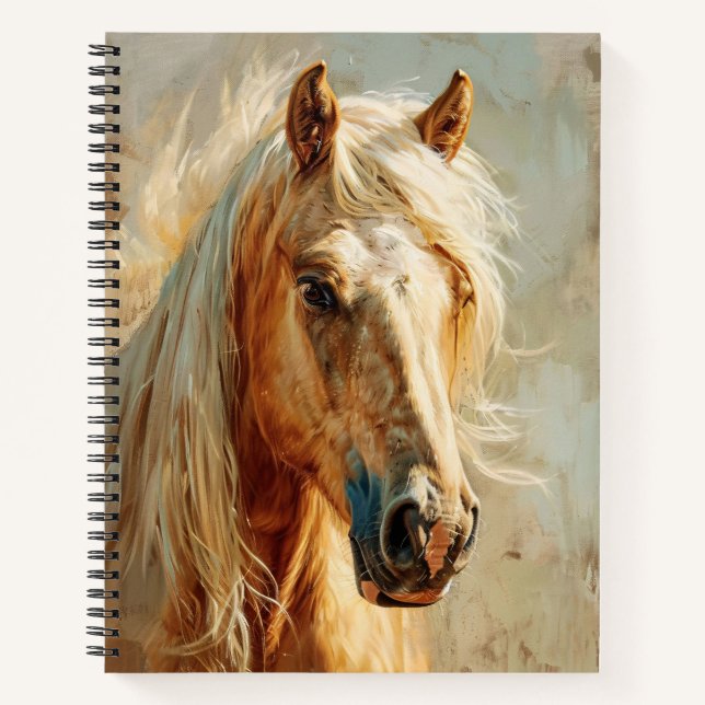 Palomino Horse Portrait Spiral Notizbuch (Vorderseite)