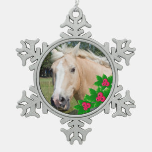 Palomino Horse Weihnachten Schneeflocken Zinn-Ornament