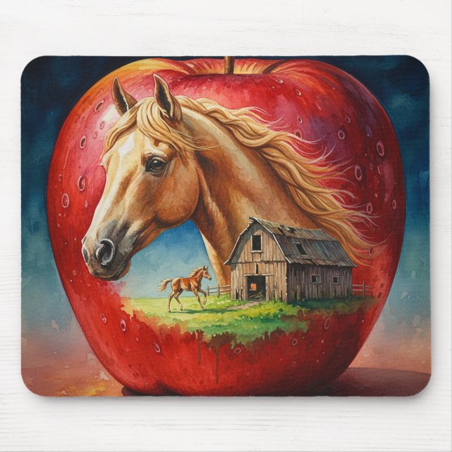 Palomino in einem Apfel Mousepad (Vorne)