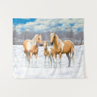 Palomino Paint Horns in Snow