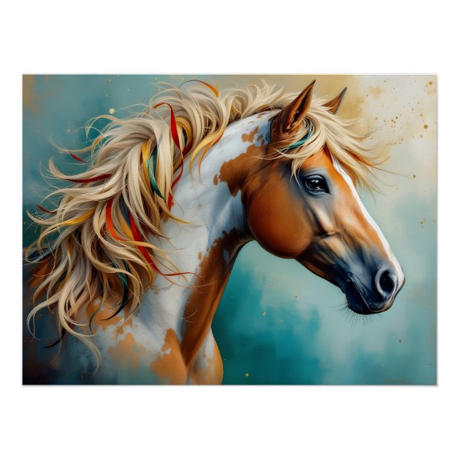 Palomino Paint Mustang Portrait Poster (Vorderseite)